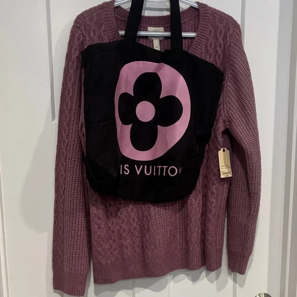 Home Crafted bundle Black and Pink Tote Bag & NWT Sweater size xl - Picture 1 of 5